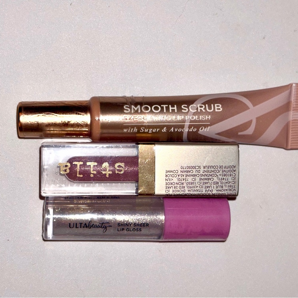 3 PC Lip Bundle: Stila Lip Gloss, Ulta Lip Gloss & Victoria’s Secret Lip Scrub